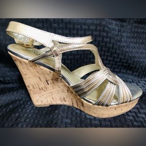 Kandy Gold/Silver 5” Cork Heels Perfect for Classy Dress